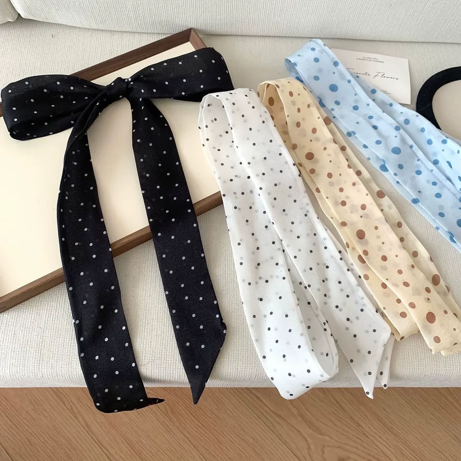 Polka Dot Silk Twilly Scarf