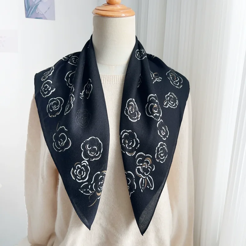 Camellia Print Square Scarf