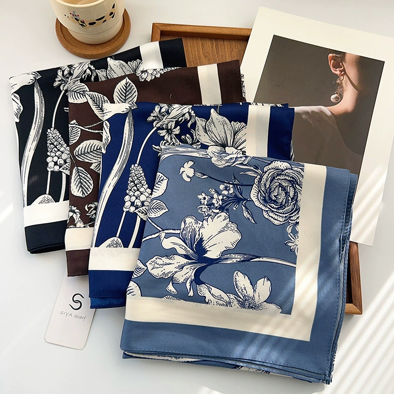 Floral Print Square Scarf 90cm