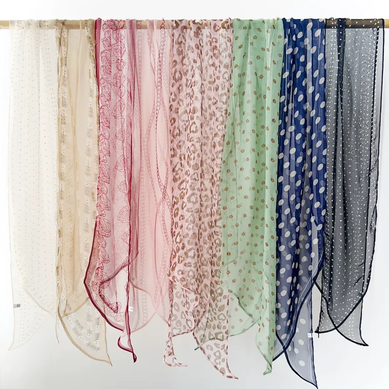 Polka Dot Chiffon Long Scarf