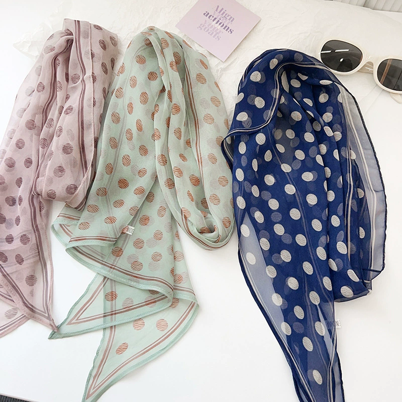 Polka Dot Chiffon Long Scarf view 2