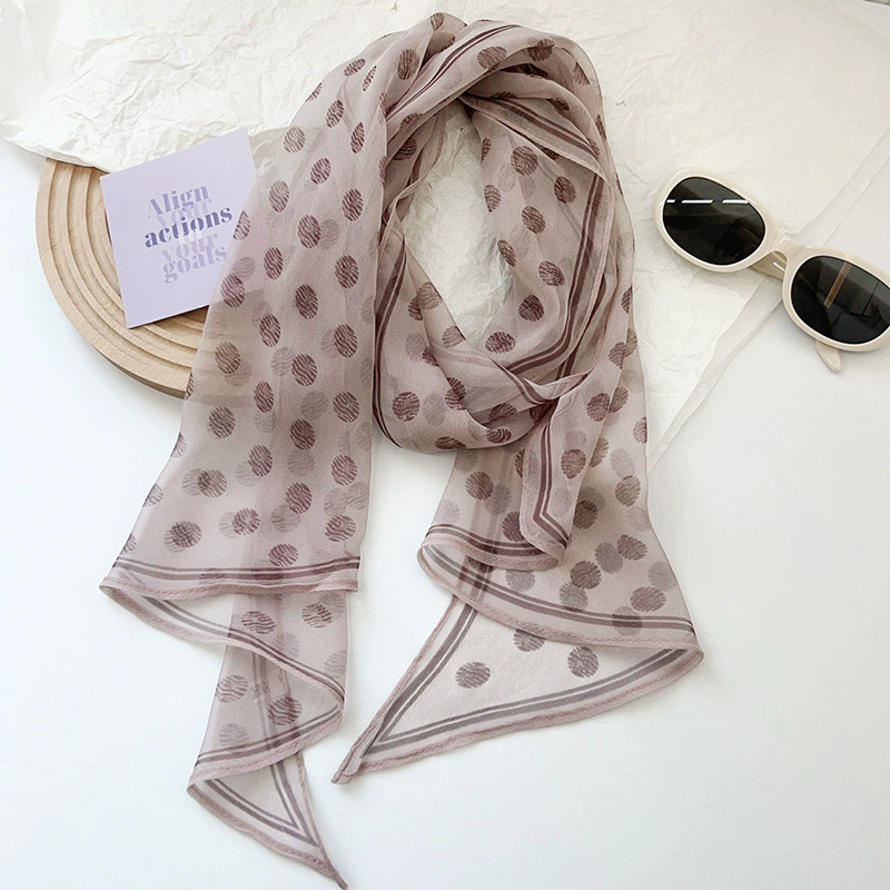 Polka Dot Chiffon Long Scarf view 7