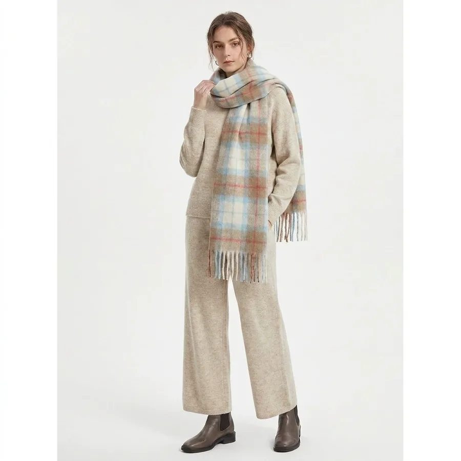 Plaid Wool Blend Scarf