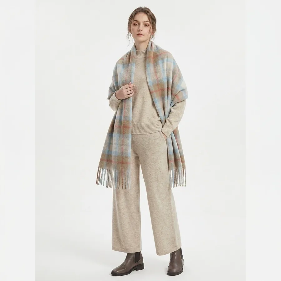 Plaid Wool Blend Scarf view 3