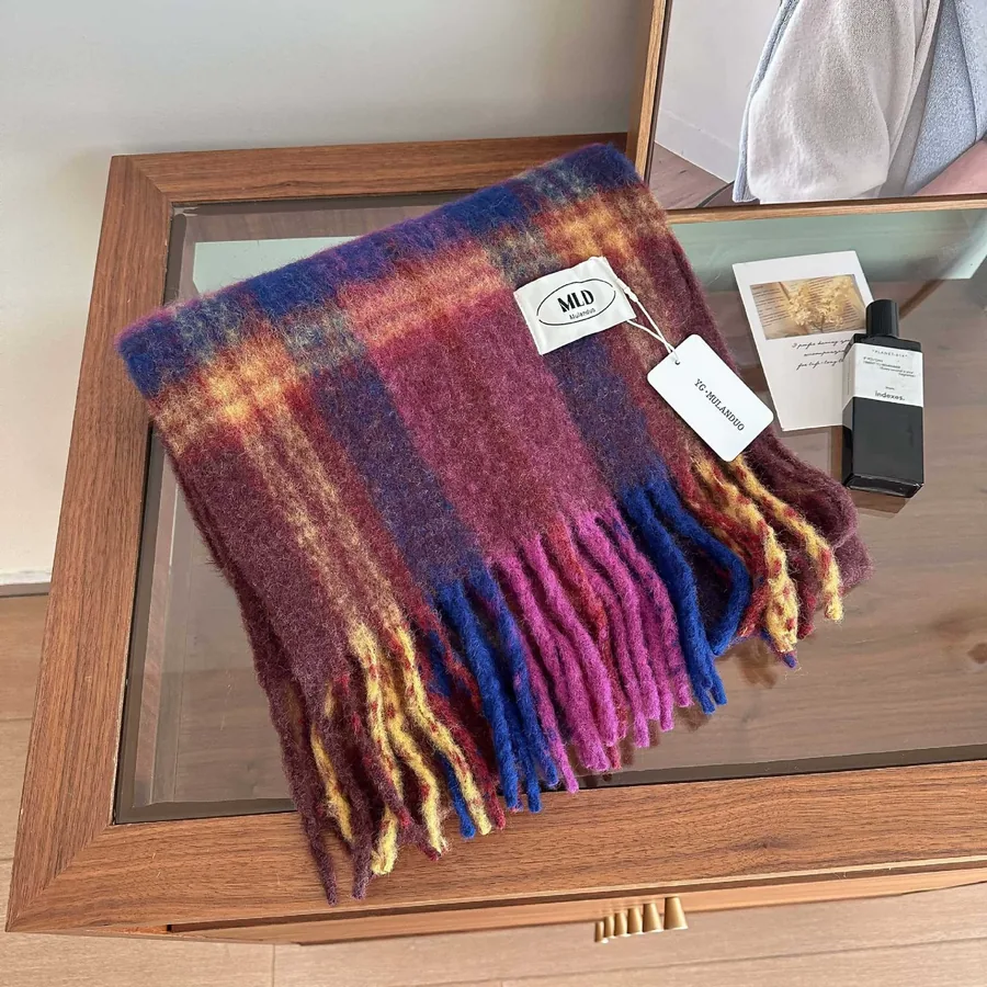 Plaid Wool Blend Scarf view 7