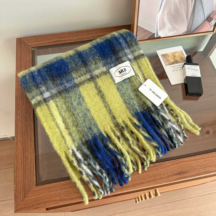 Plaid Wool Blend Scarf view 8