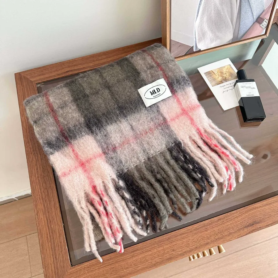Plaid Wool Blend Scarf view 9