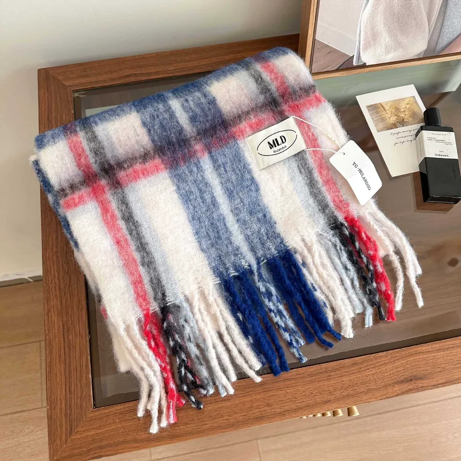 Plaid Wool Blend Scarf view 10