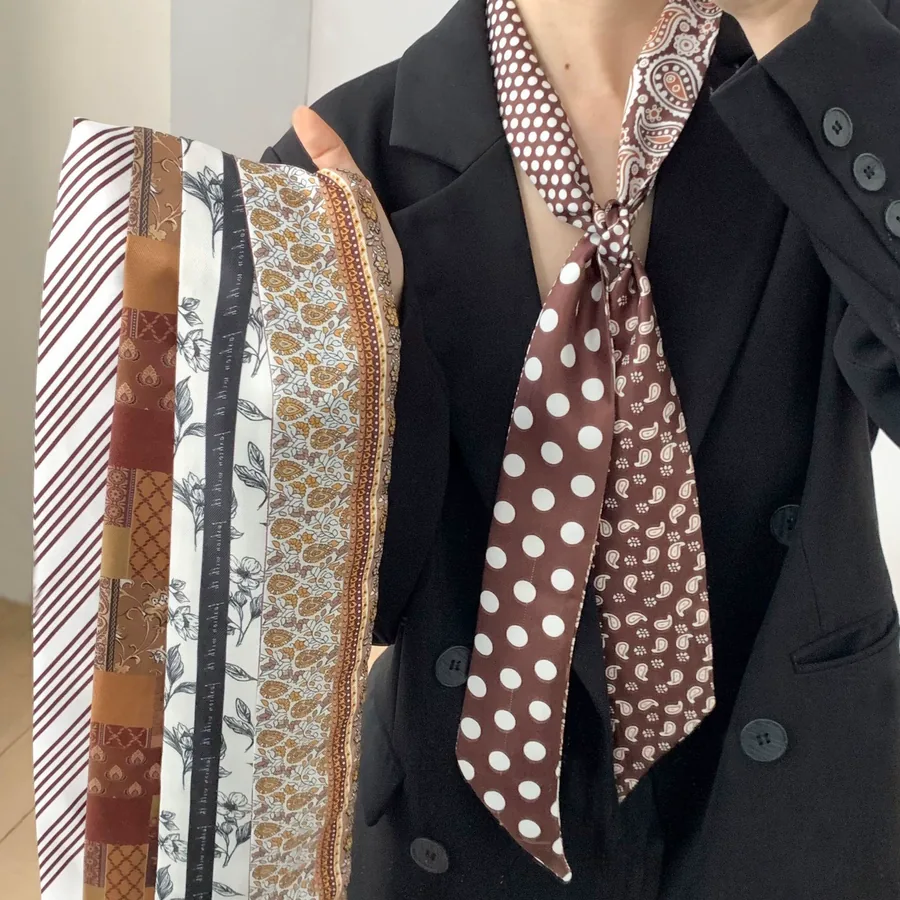 Polka Dot Silk Twilly Scarf view 2