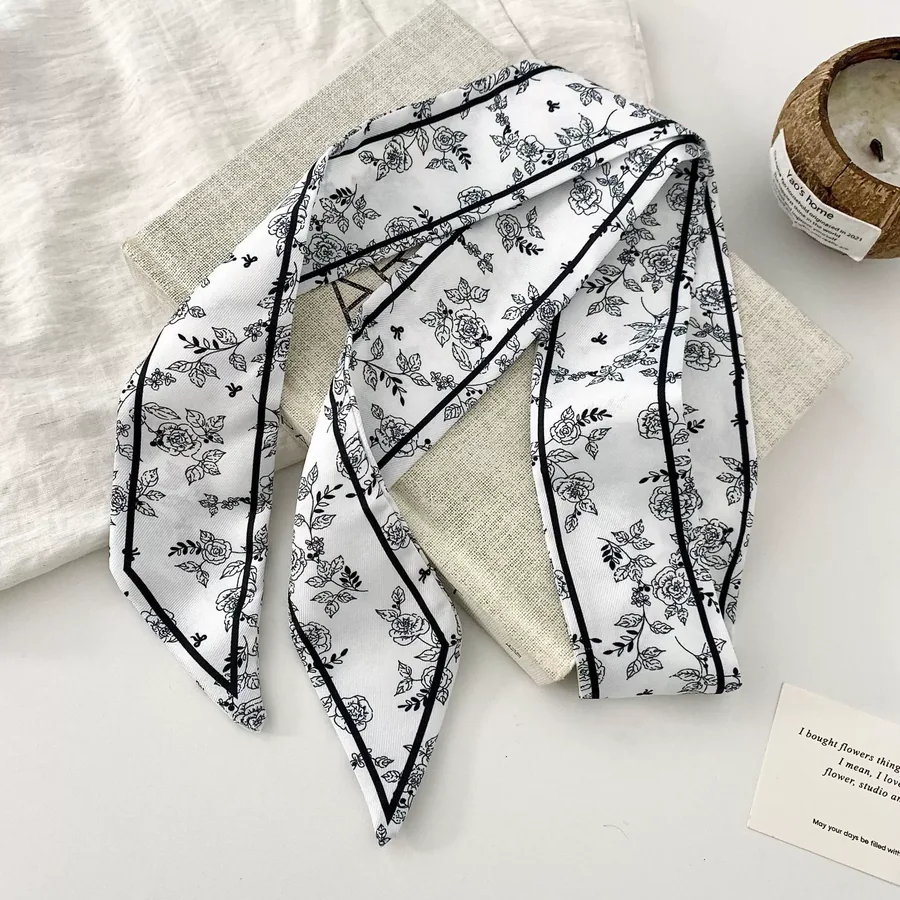 Polka Dot Silk Twilly Scarf view 7