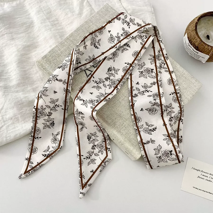 Polka Dot Silk Twilly Scarf view 8