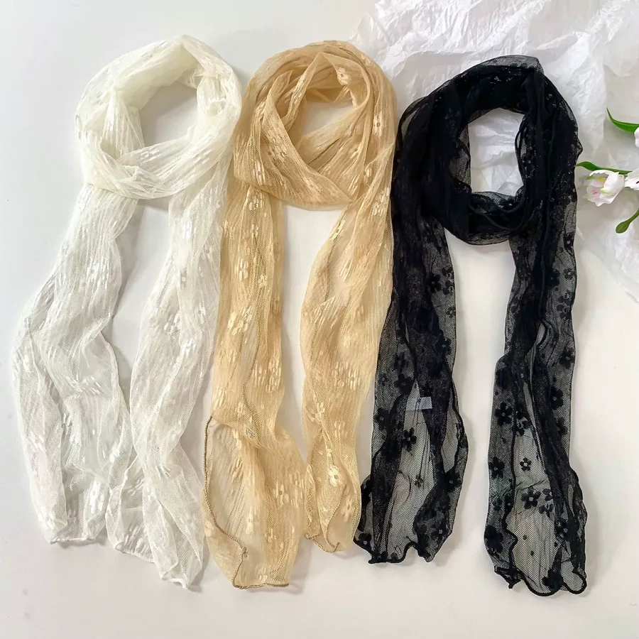 Lace Embroidered Sheer Scarf