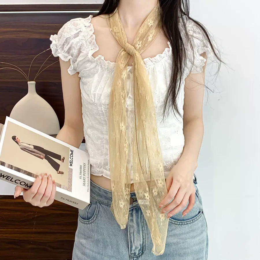 Lace Embroidered Sheer Scarf view 2