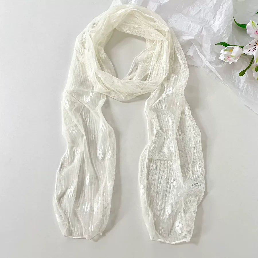 Lace Embroidered Sheer Scarf view 6