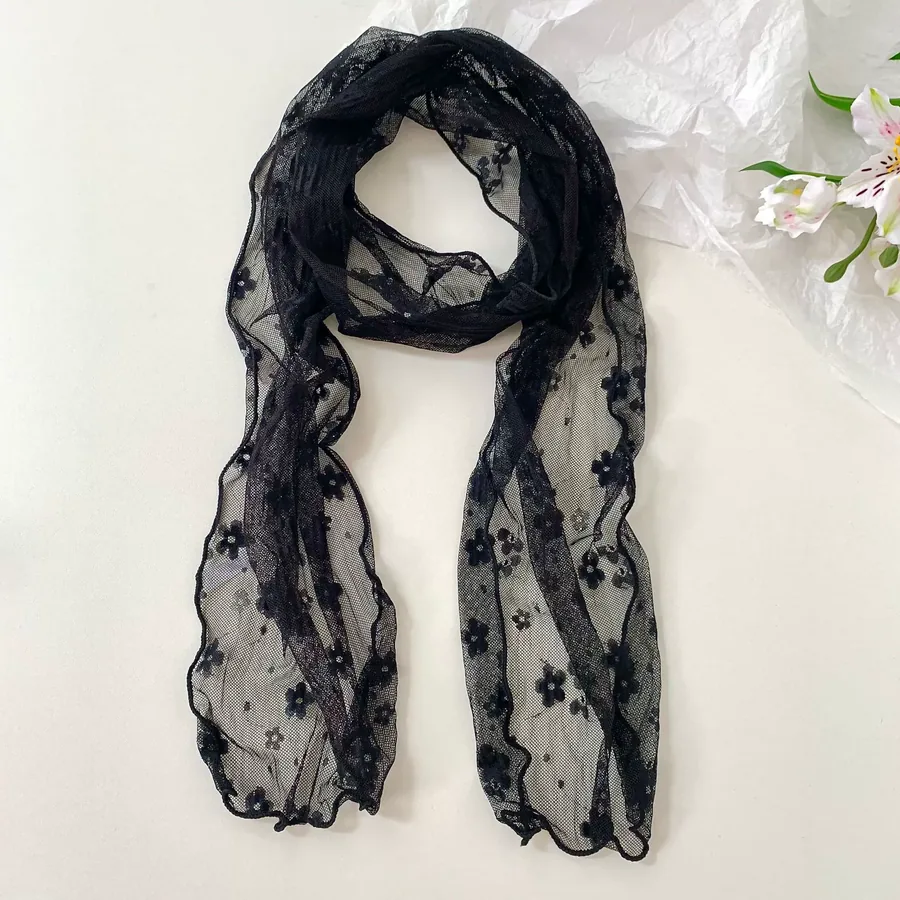 Lace Embroidered Sheer Scarf view 7
