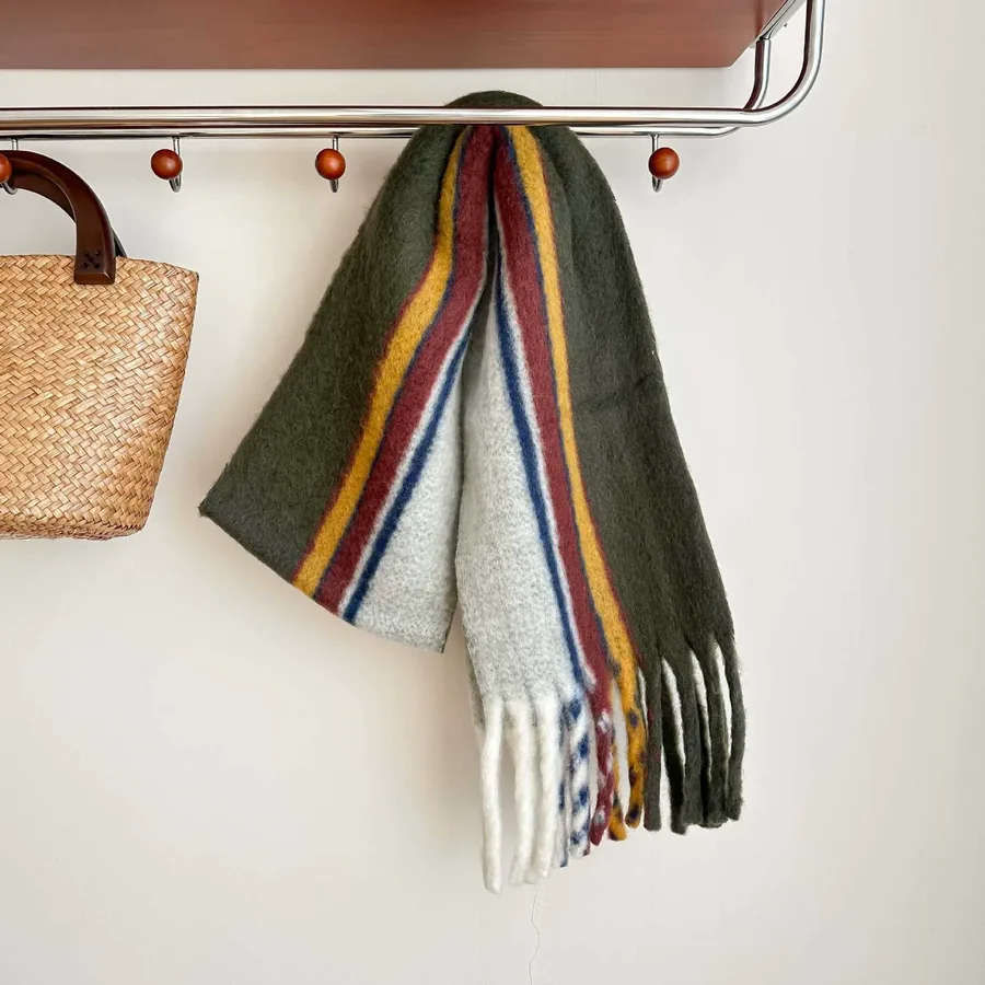 Vintage Plaid Wool Scarf view 6