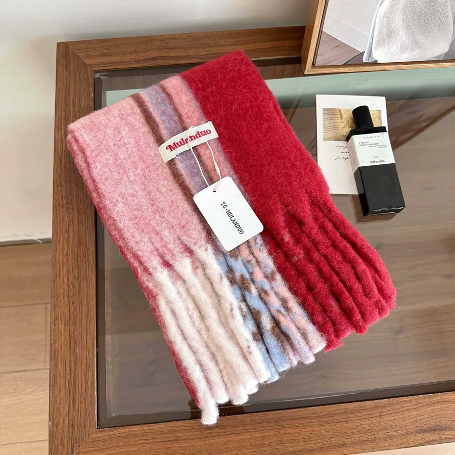 Vintage Plaid Wool Scarf view 7