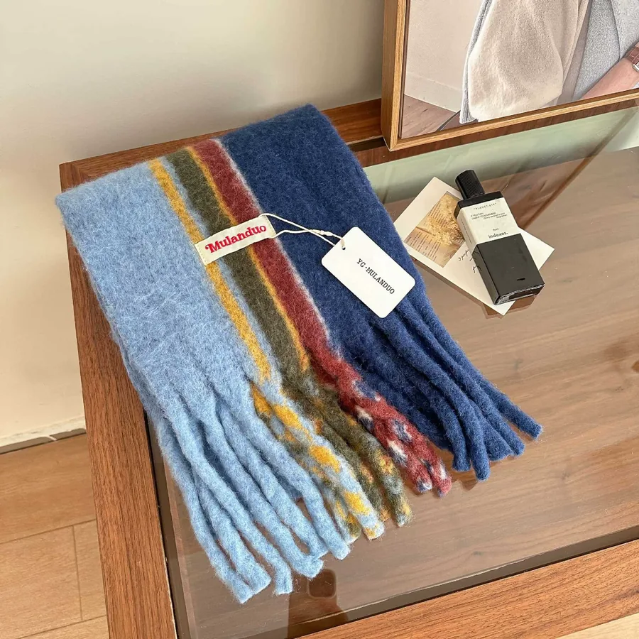 Vintage Plaid Wool Scarf view 8