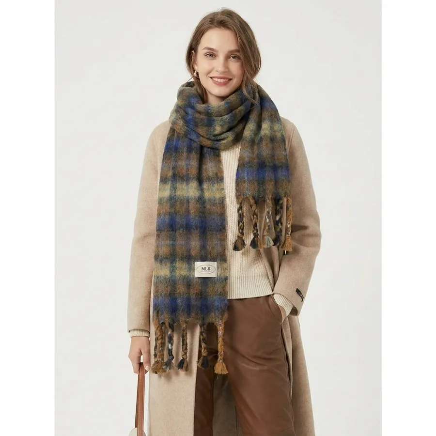 Wool Blend Fringed Scarf