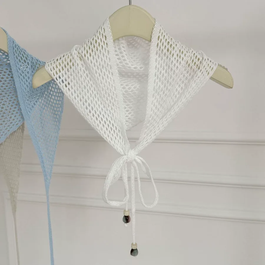 Knitted Lace Triangle Scarf view 6