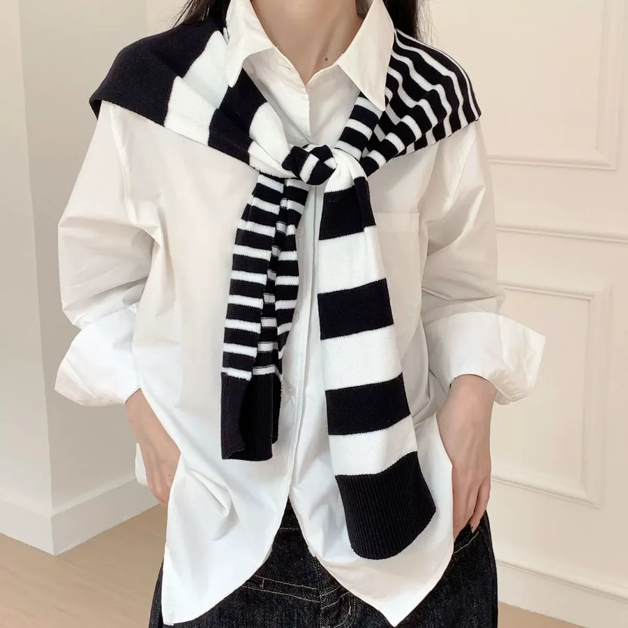 Striped Knitted Wrap view 3