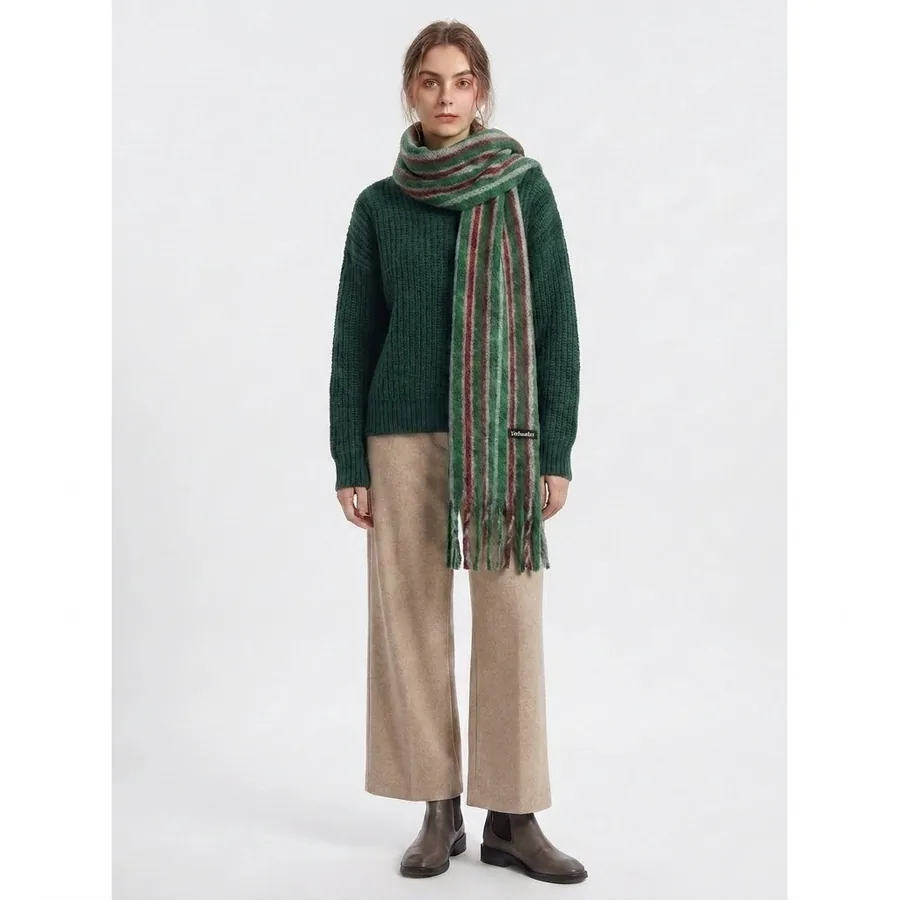Wool Blend Striped Scarf