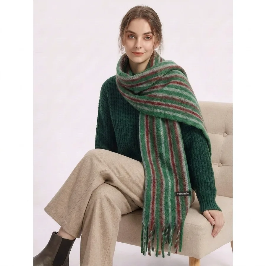 Wool Blend Striped Scarf view 2