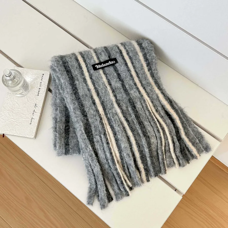 Wool Blend Striped Scarf view 6
