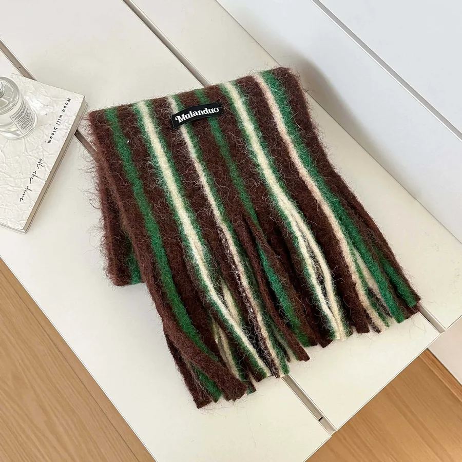 Wool Blend Striped Scarf view 7