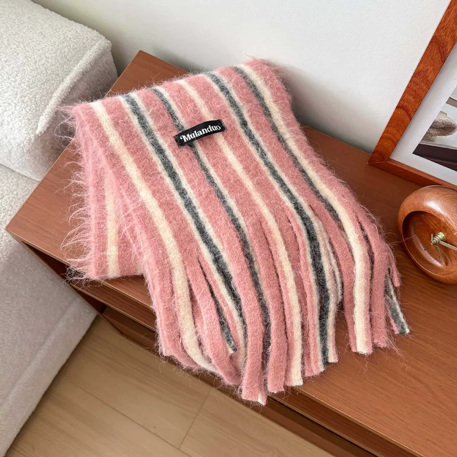 Wool Blend Striped Scarf view 8