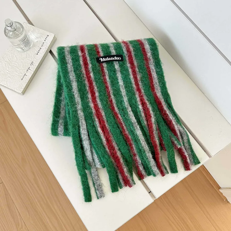 Wool Blend Striped Scarf view 9