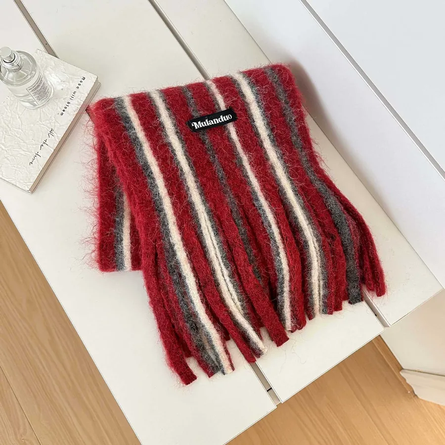Wool Blend Striped Scarf view 11
