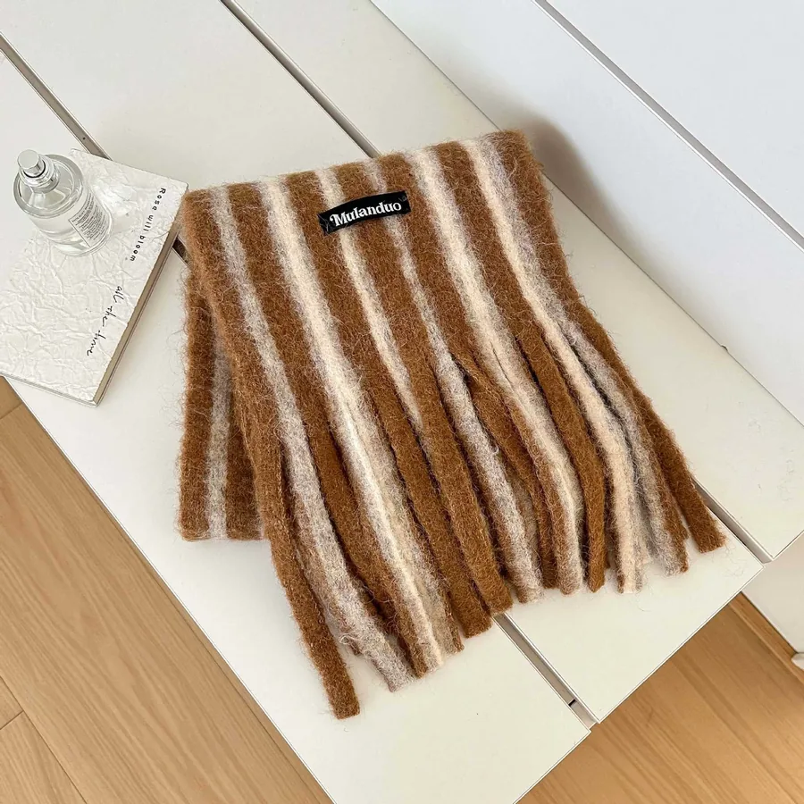 Wool Blend Striped Scarf view 12