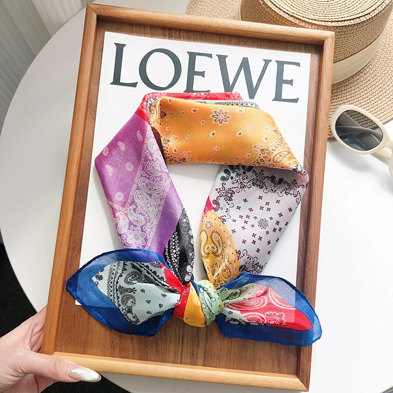 Polyester Retro Patchwork Square Scarf