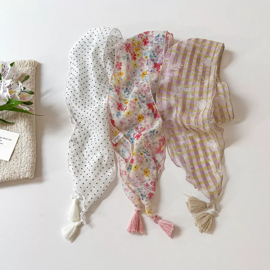 Tassel Floral Neck Scarf