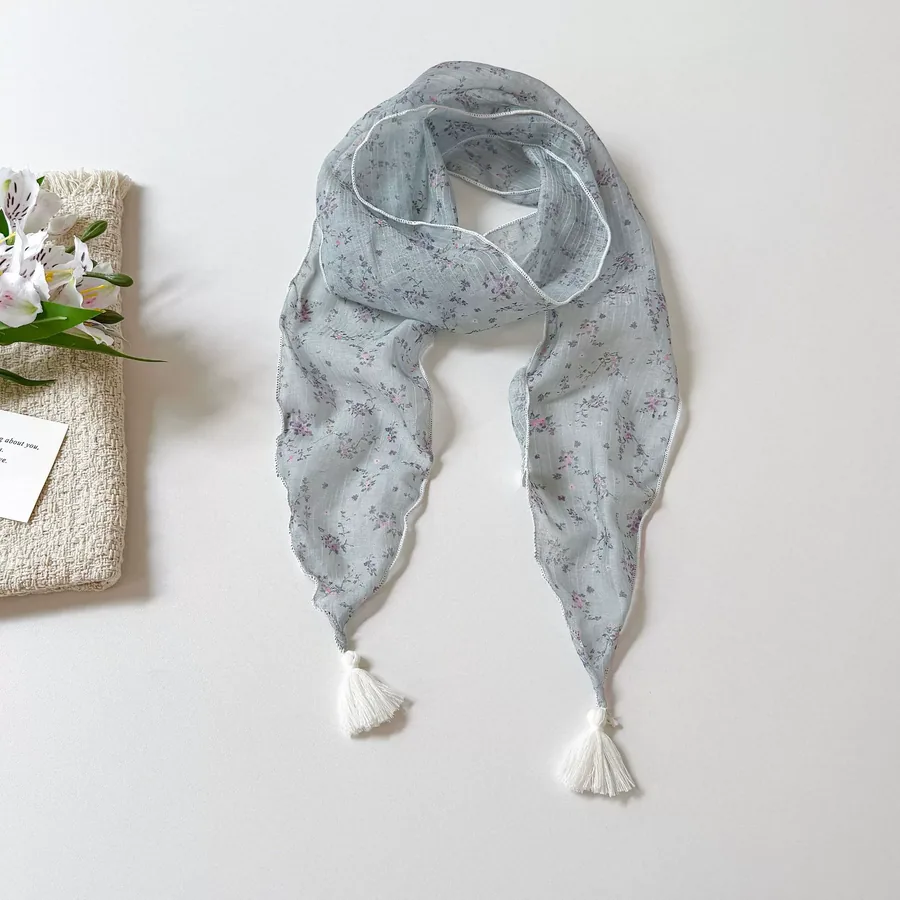 Tassel Floral Neck Scarf view 7