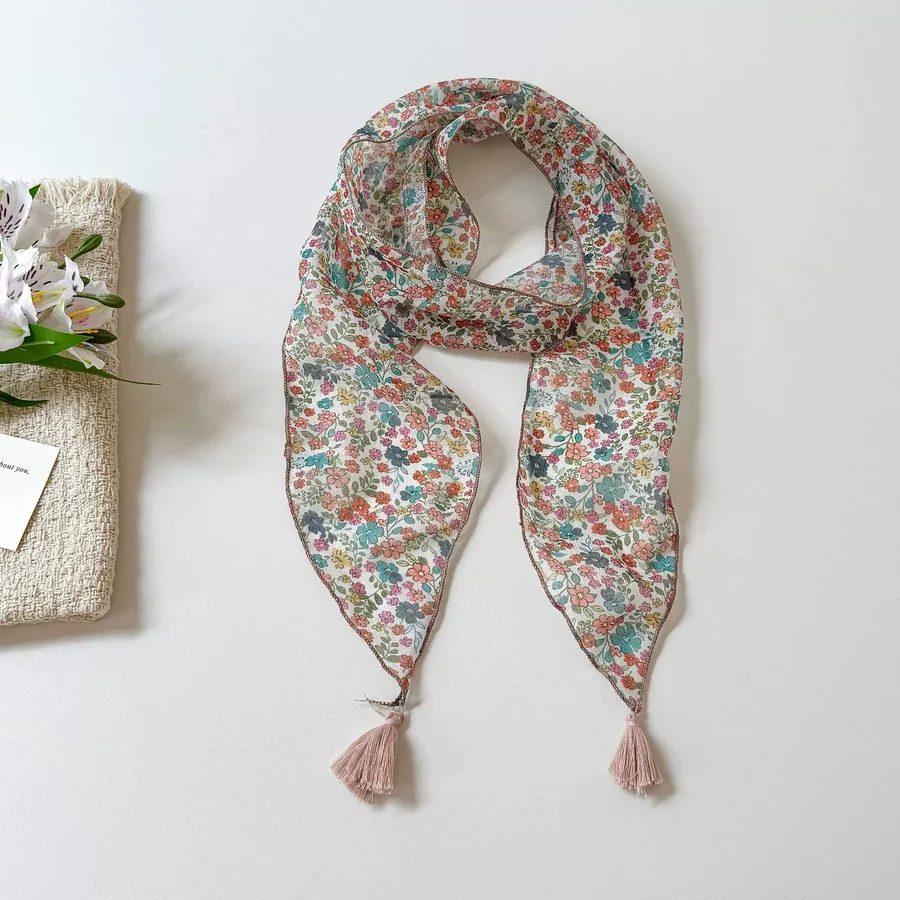 Tassel Floral Neck Scarf view 8
