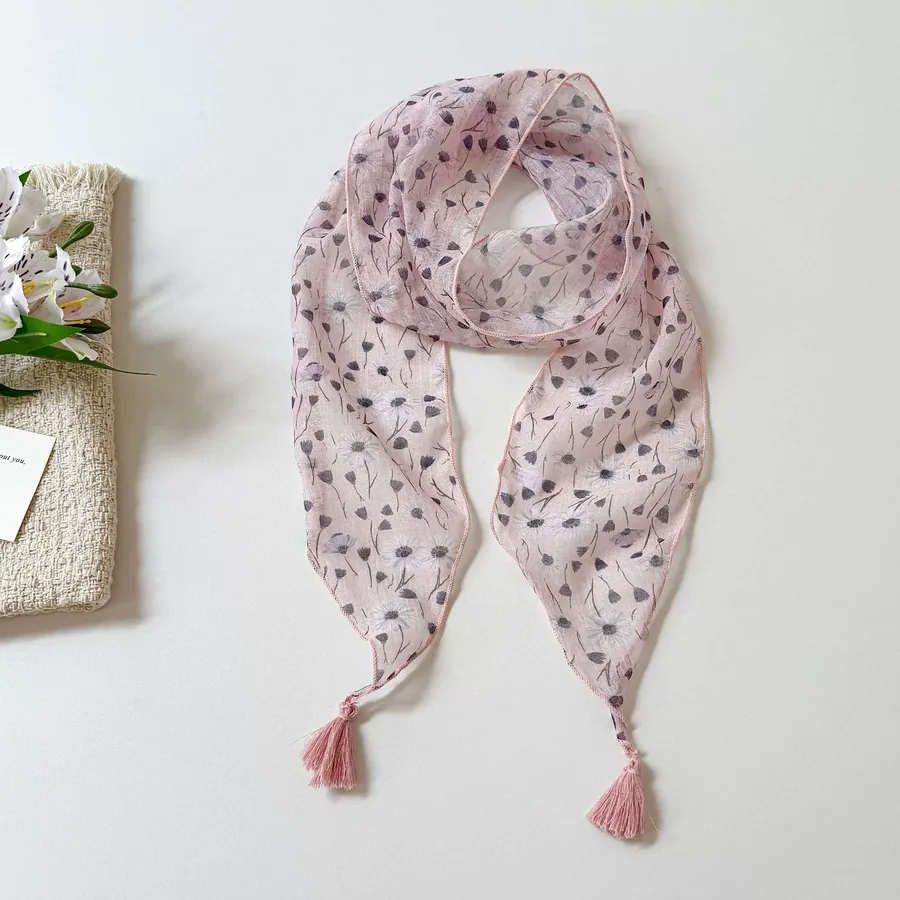 Tassel Floral Neck Scarf view 9