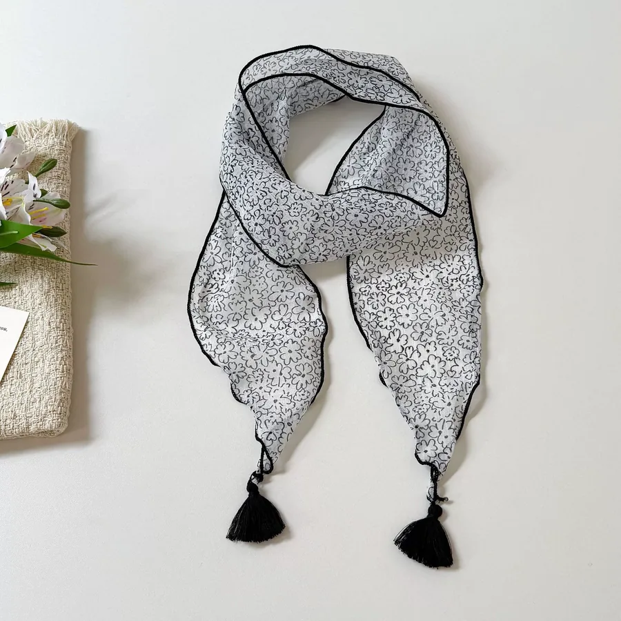 Tassel Floral Neck Scarf view 12