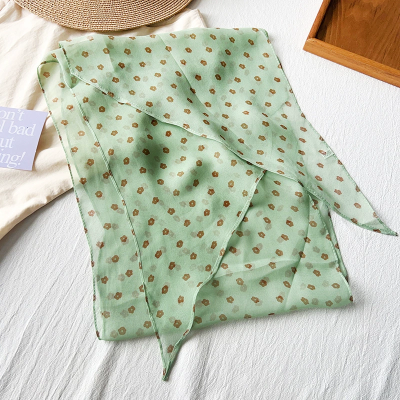 Chiffon Green Print Long Scarf view 4