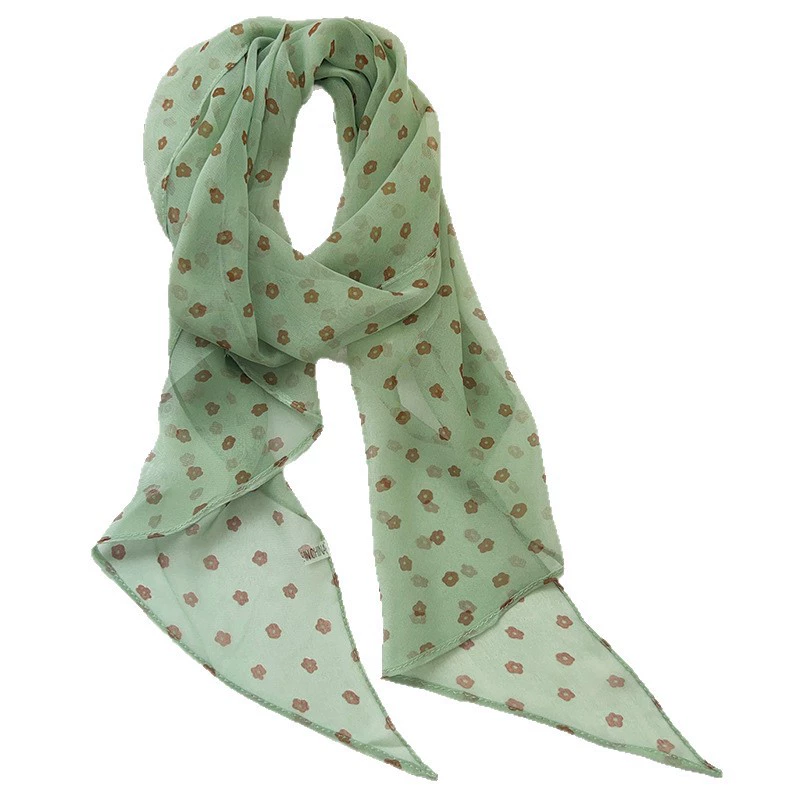 Chiffon Green Print Long Scarf view 5