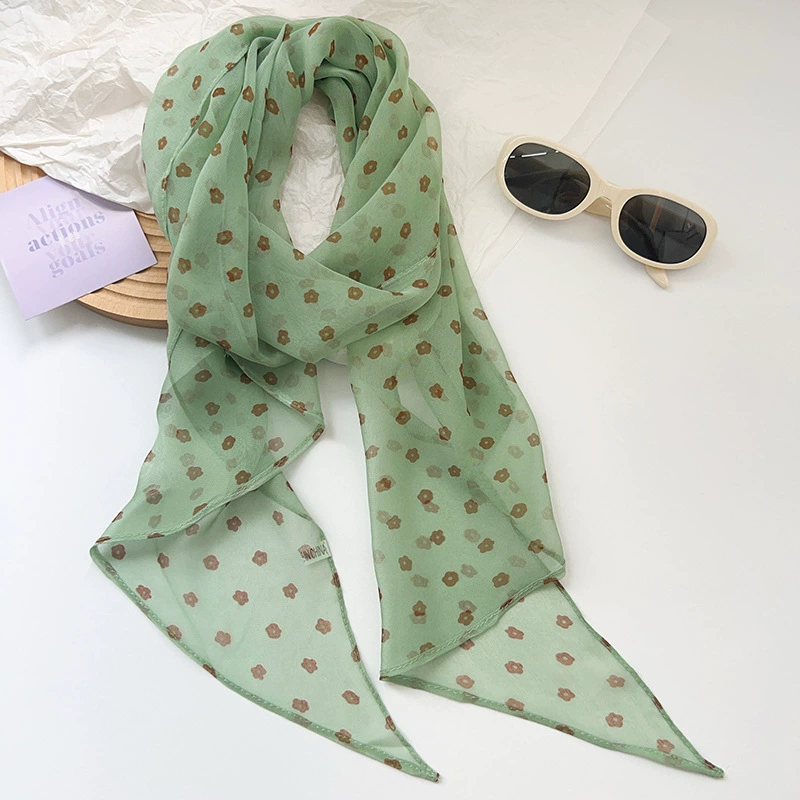 Chiffon Green Print Long Scarf view 6