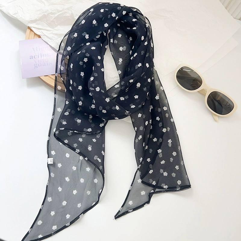 Chiffon Green Print Long Scarf view 7