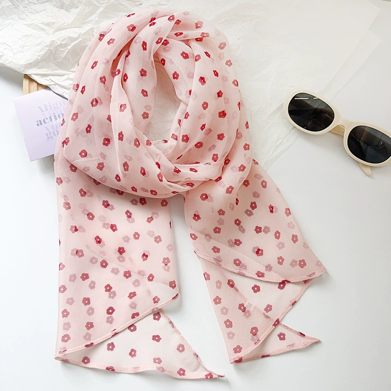 Chiffon Green Print Long Scarf view 8