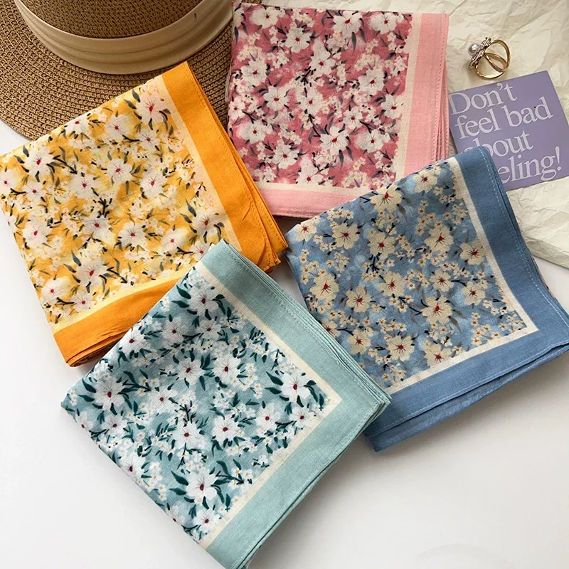 Cotton Floral Square Scarf