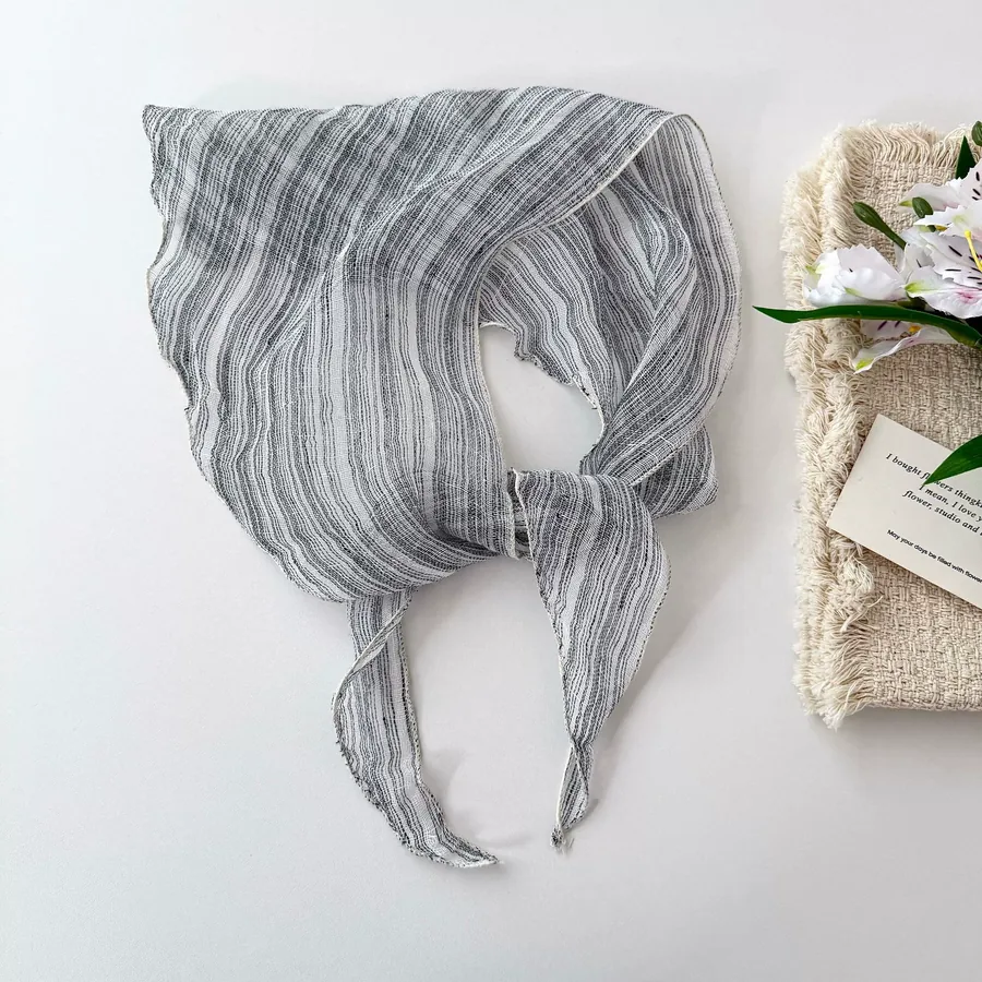 Linen Check Head Scarf view 7