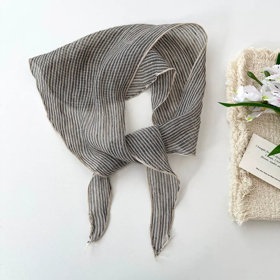 Linen Check Head Scarf view 9