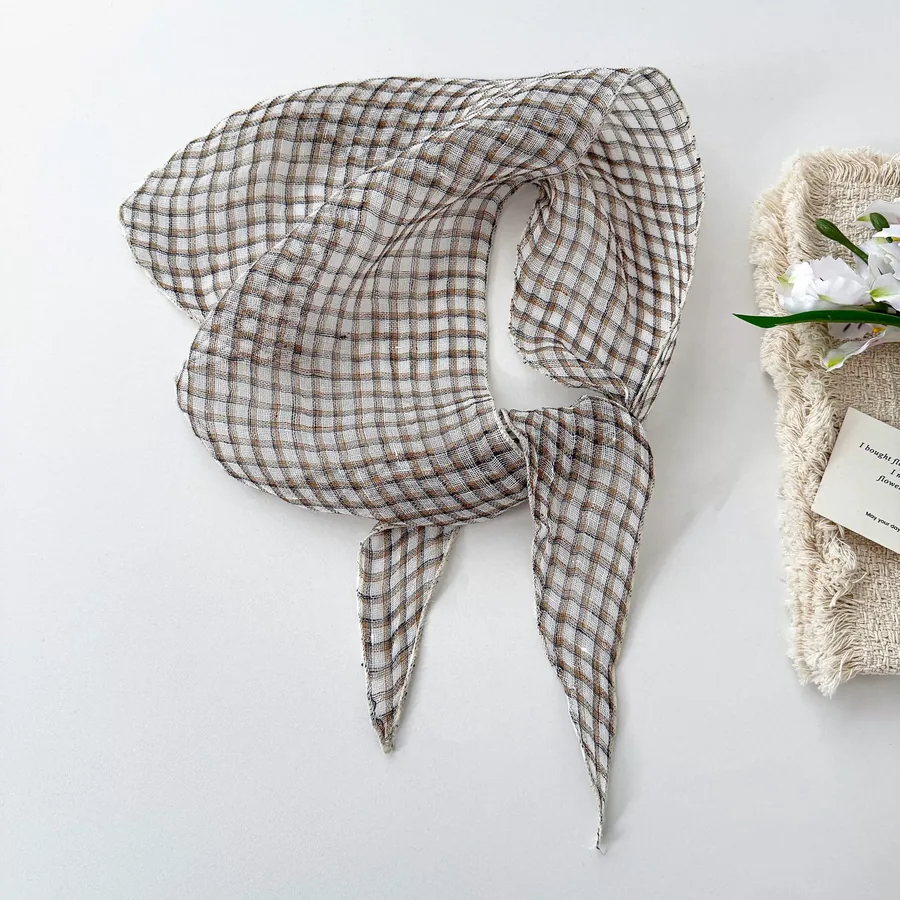 Linen Check Head Scarf view 10