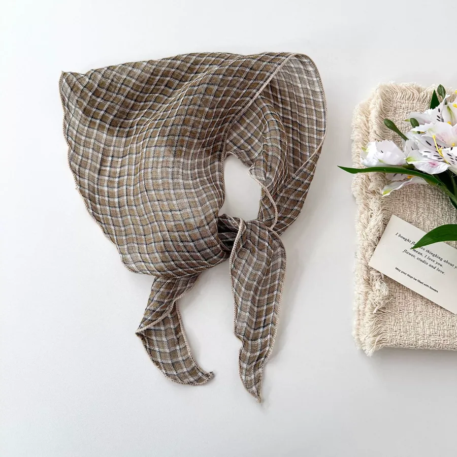 Linen Check Head Scarf view 11