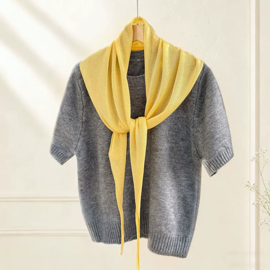 Knitted Shawl with Faux Collar view 4